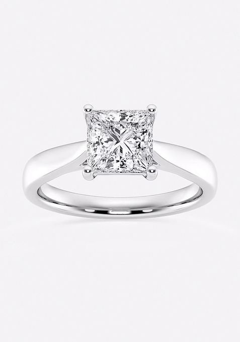 1 1/2 ctw Princess Lab Grown Diamond Trellis Solitaire Engagement Ring