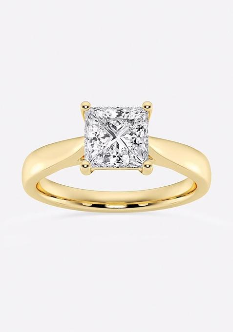 1 1/2 ctw Princess Lab Grown Diamond Trellis Solitaire Engagement Ring