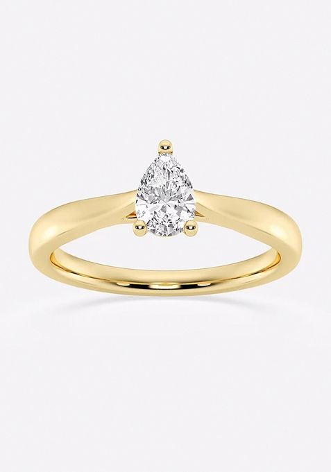 1/2 ctw Pear Lab Grown Diamond Trellis Solitaire Engagement Ring