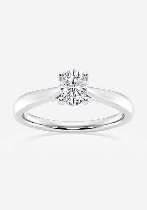 1/2 ctw Oval Lab Grown Diamond Trellis Solitaire Engagement Ring