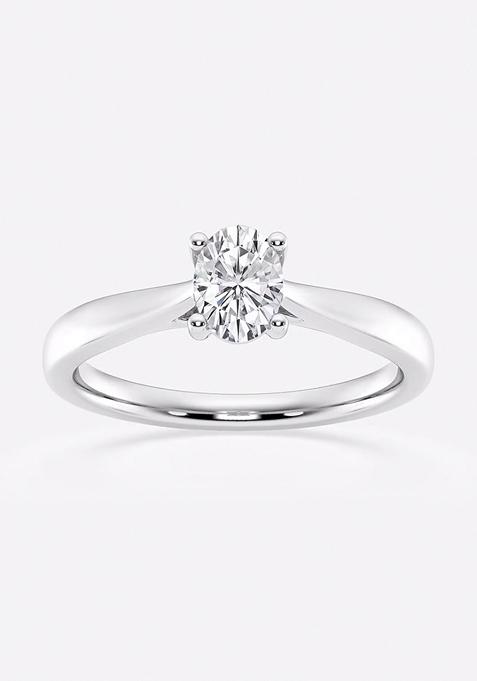 1/2 ctw Oval Lab Grown Diamond Trellis Solitaire Engagement Ring