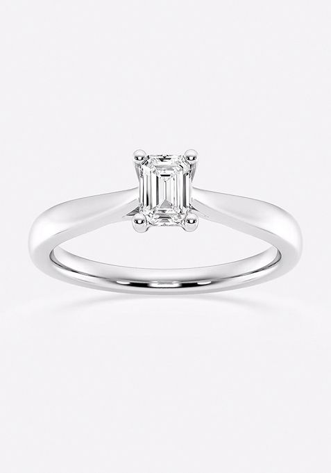 1/2 ctw Emerald Lab Grown Diamond Trellis Solitaire Engagement Ring