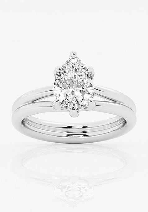 2 ctw Pear Lab Grown Diamond Double Shank Trellis Solitaire Engagement Ring