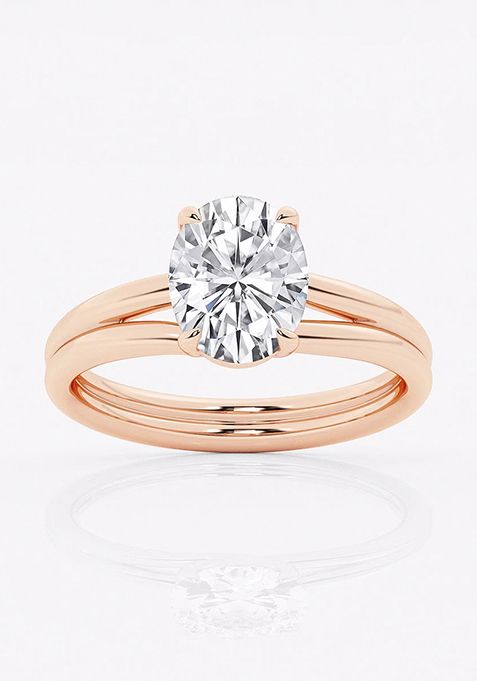 2 ctw Oval Lab Grown Diamond Double Shank Trellis Solitaire Engagement Ring