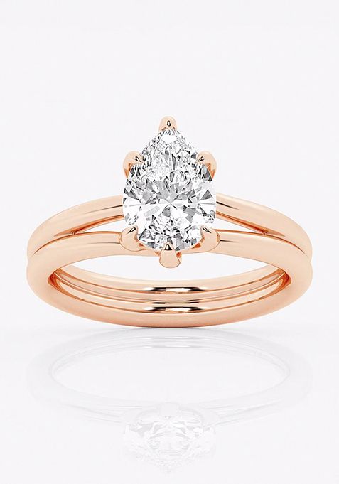 2 ctw Pear Lab Grown Diamond Double Shank Trellis Solitaire Engagement Ring