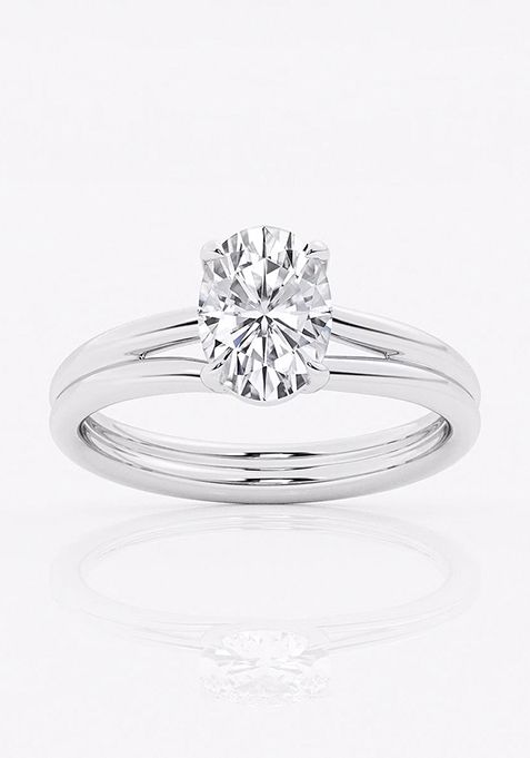 1 1/2 ctw Oval Lab Grown Diamond Double Shank Trellis Solitaire Engagement Ring