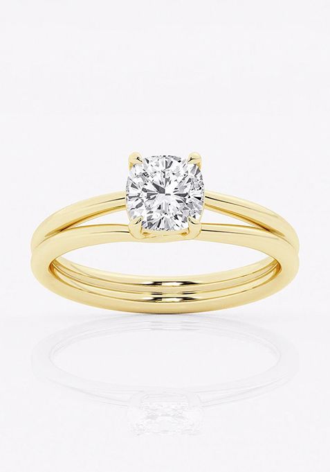 1 1/2 ctw Cushion Lab Grown Diamond Double Shank Trellis Solitaire Engagement Ring