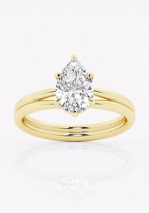 1 1/2 ctw Pear Lab Grown Diamond Double Shank Trellis Solitaire Engagement Ring