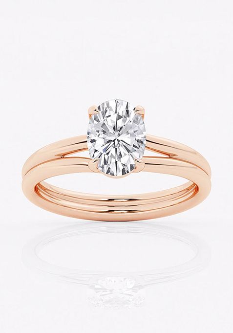 1 1/2 ctw Oval Lab Grown Diamond Double Shank Trellis Solitaire Engagement Ring