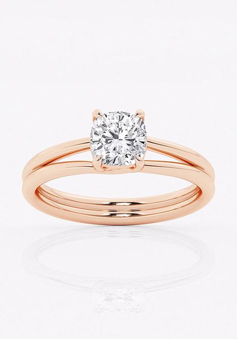 1 1/2 ctw Cushion Lab Grown Diamond Double Shank Trellis Solitaire Engagement Ring