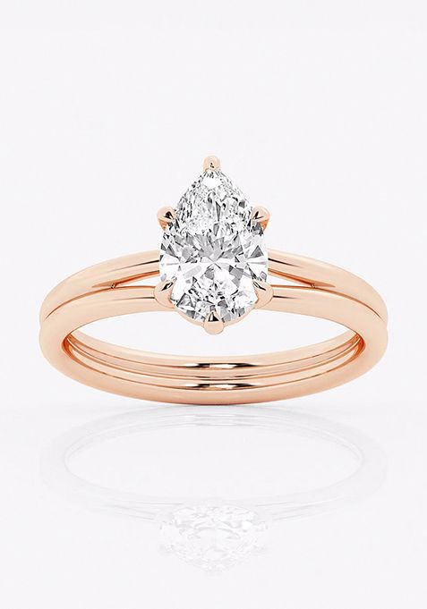 1 1/2 ctw Pear Lab Grown Diamond Double Shank Trellis Solitaire Engagement Ring