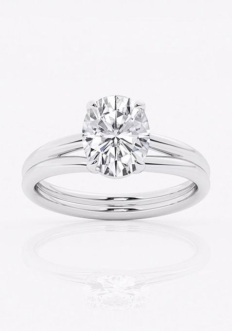 2 ctw Oval Lab Grown Diamond Double Shank Trellis Solitaire Engagement Ring