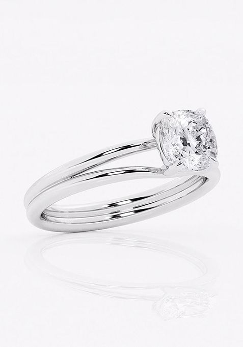 2 ctw Cushion Lab Grown Diamond Double Shank Trellis Solitaire Engagement Ring