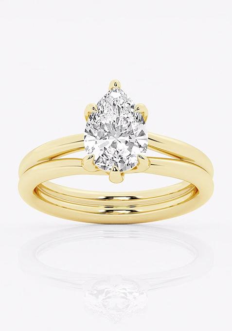 2 ctw Pear Lab Grown Diamond Double Shank Trellis Solitaire Engagement Ring