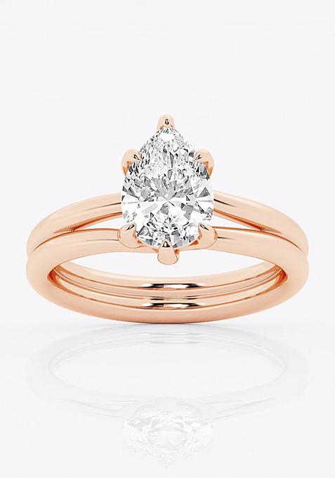 2 ctw Pear Lab Grown Diamond Double Shank Trellis Solitaire Engagement Ring