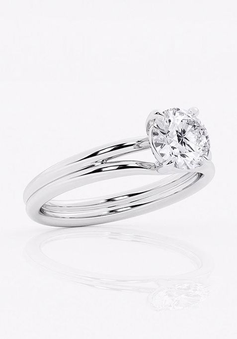 1 1/2 ctw Round Lab Grown Diamond Double Shank Trellis Solitaire Engagement Ring