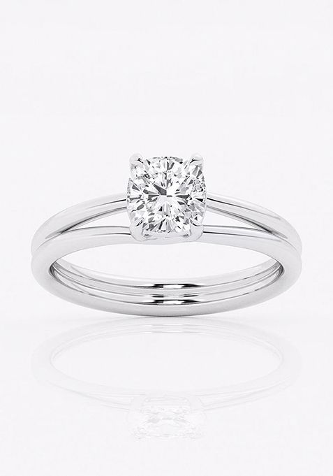 1 1/2 ctw Cushion Lab Grown Diamond Double Shank Trellis Solitaire Engagement Ring