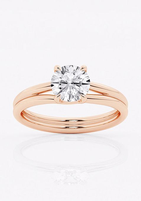 1 1/2 ctw Round Lab Grown Diamond Double Shank Trellis Solitaire Engagement Ring