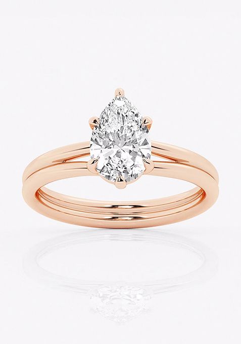 1 1/2 ctw Pear Lab Grown Diamond Double Shank Trellis Solitaire Engagement Ring