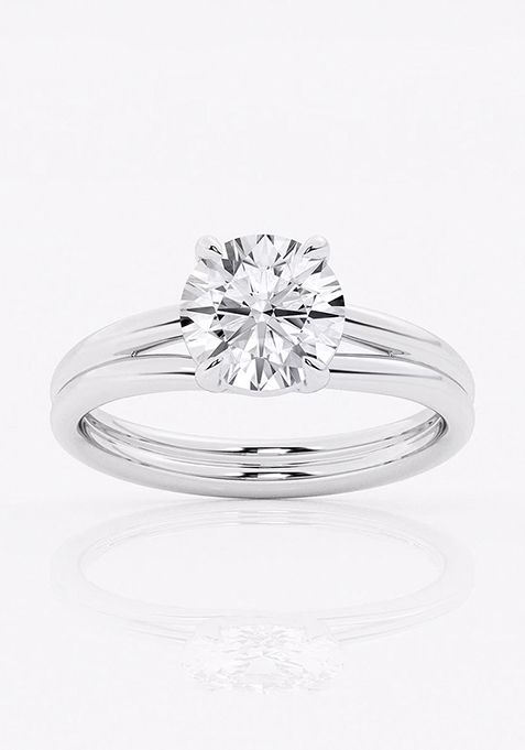 2 ctw Round Lab Grown Diamond Double Shank Trellis Solitaire Engagement Ring