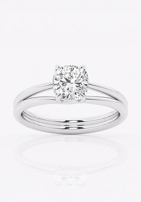 2 ctw Cushion Lab Grown Diamond Double Shank Trellis Solitaire Engagement Ring