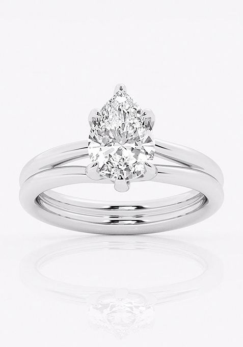 2 ctw Pear Lab Grown Diamond Double Shank Trellis Solitaire Engagement Ring