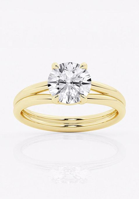 2 ctw Round Lab Grown Diamond Double Shank Trellis Solitaire Engagement Ring