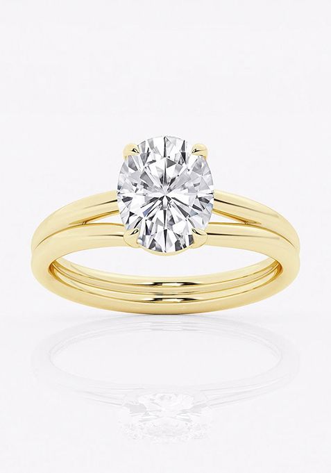 2 ctw Oval Lab Grown Diamond Double Shank Trellis Solitaire Engagement Ring