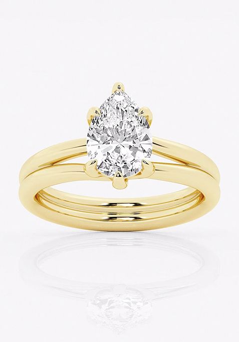 2 ctw Pear Lab Grown Diamond Double Shank Trellis Solitaire Engagement Ring