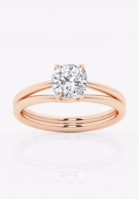 2 ctw Cushion Lab Grown Diamond Double Shank Trellis Solitaire Engagement Ring