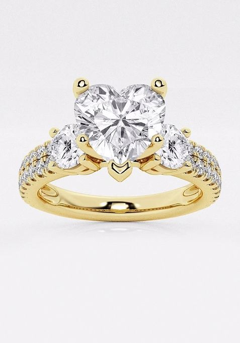 1 1/2 ctw Heart Lab Grown Diamond Engagement Ring with Double Row Side Accents