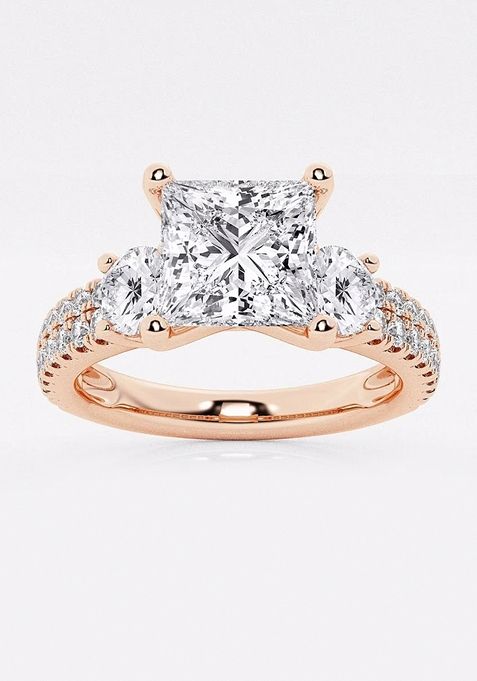 1 3/4 ctw Princess Lab Grown Diamond Engagement Ring with Double Row Side Accents