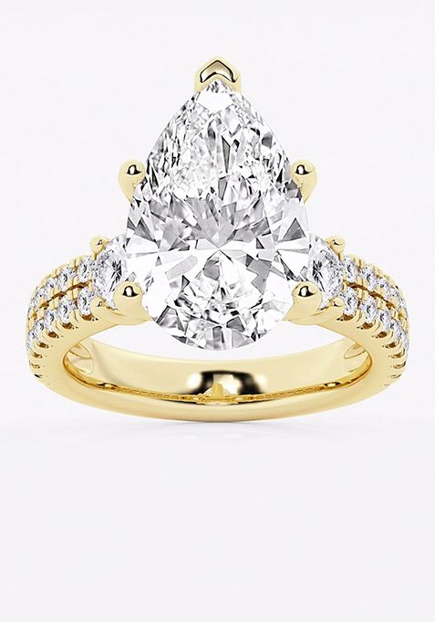 7 ctw Pear Lab Grown Diamond Engagement Ring with Double Row Side Accents