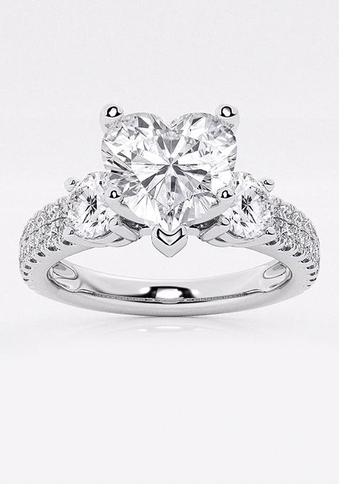 1 1/2 ctw Heart Lab Grown Diamond Engagement Ring with Double Row Side Accents