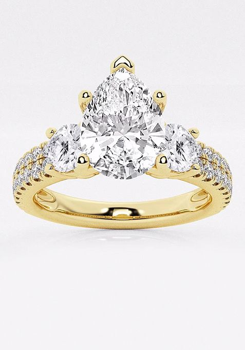 1 1/2 ctw Pear Lab Grown Diamond Engagement Ring with Double Row Side Accents