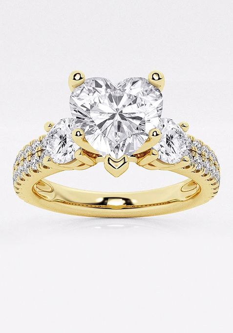 1 1/2 ctw Heart Lab Grown Diamond Engagement Ring with Double Row Side Accents