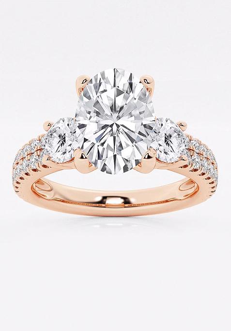 1 1/2 ctw Oval Lab Grown Diamond Engagement Ring with Double Row Side Accents