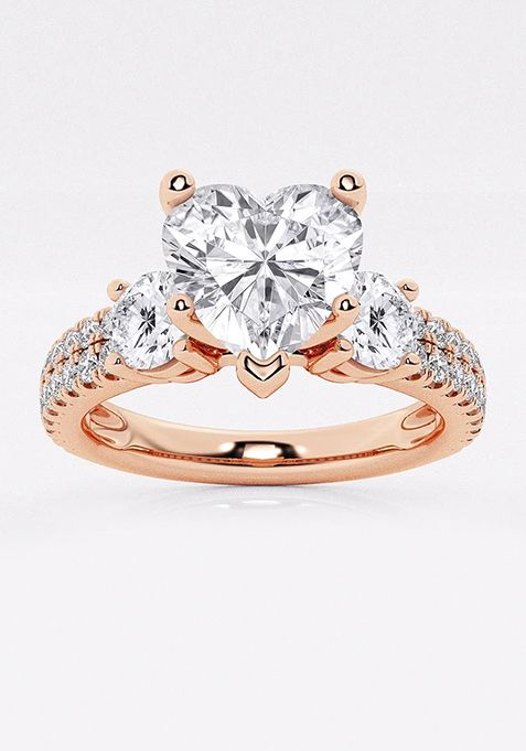 1 1/2 ctw Heart Lab Grown Diamond Engagement Ring with Double Row Side Accents