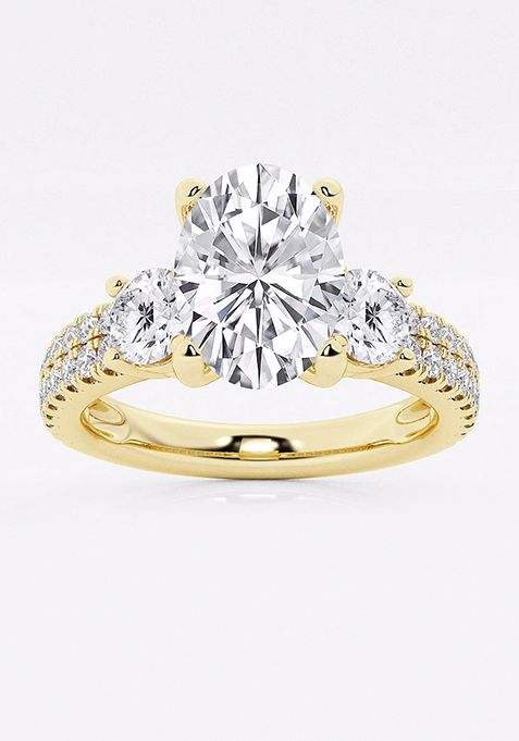 1 3/4 ctw Oval Lab Grown Diamond Engagement Ring with Double Row Side Accents