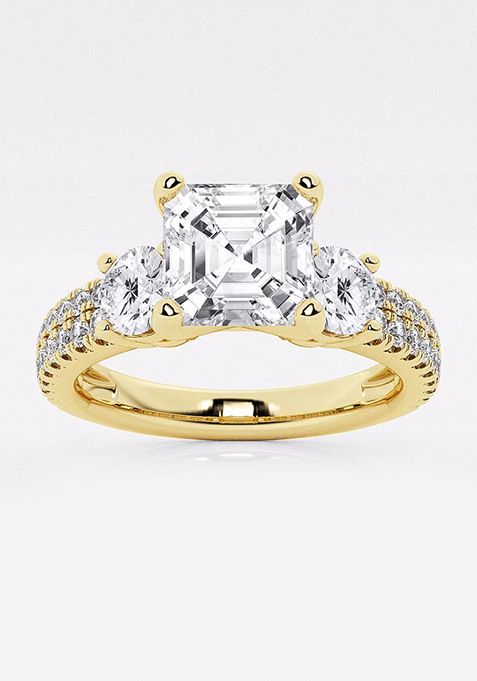 1 3/4 ctw Heart Lab Grown Diamond Engagement Ring with Double Row Side Accents