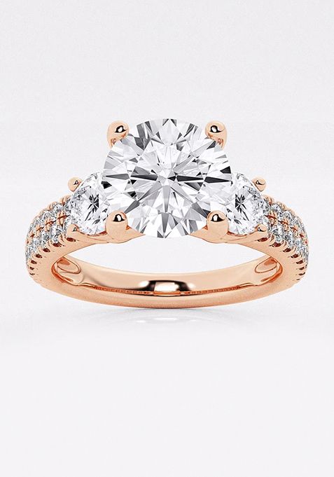 1 3/4 ctw Round Lab Grown Diamond Engagement Ring with Double Row Side Accents