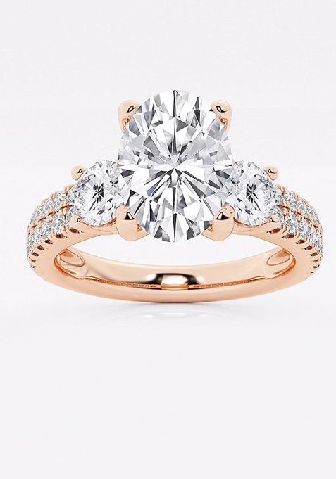 1 3/4 ctw Oval Lab Grown Diamond Engagement Ring with Double Row Side Accents