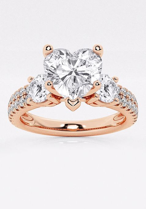 1 3/4 ctw Heart Lab Grown Diamond Engagement Ring with Double Row Side Accents