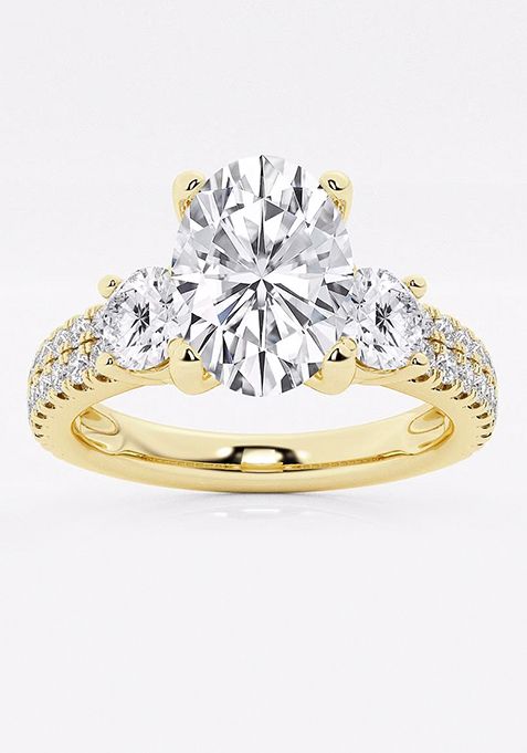 2 1/4 ctw Oval Lab Grown Diamond Engagement Ring with Double Row Side Accents