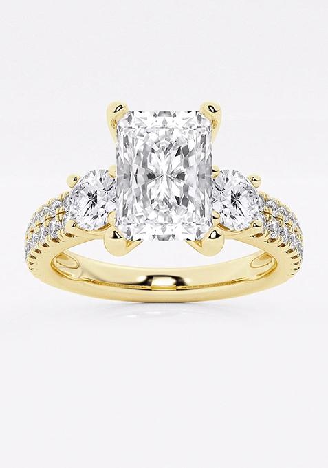 2 1/4 ctw Radiant Lab Grown Diamond Engagement Ring with Double Row Side Accents