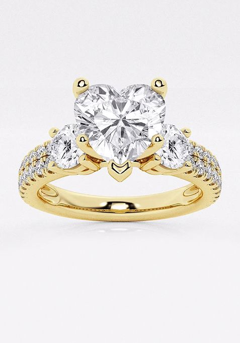 2 1/4 ctw Heart Lab Grown Diamond Engagement Ring with Double Row Side Accents