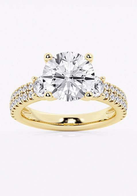 4 1/2 ctw Round Lab Grown Diamond Engagement Ring with Double Row Side Accents