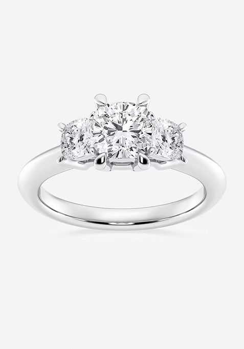 2 ctw Cushion Lab Grown Diamond Three-Stone Ring