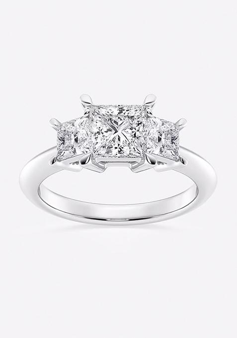 2 ctw Princess Lab Grown Diamond Three-Stone Ring