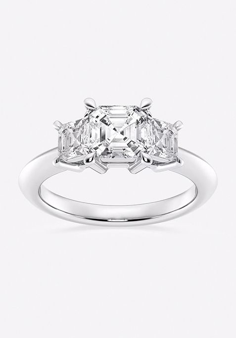 2 ctw Asscher Lab Grown Diamond Three-Stone Ring